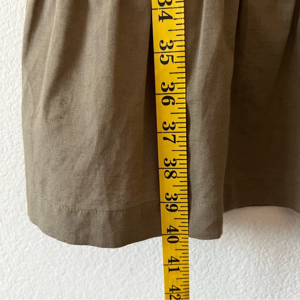 Pact Canopy Linen Blend Tiered Midi Dress Khaki Green Notch Neck XS NWOT - Picture 15 of 15